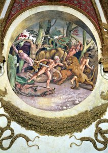 Scene Showing That Those Born Under the Sign of Leo in Conjunction with the Constellation of the Dog Star Will Face Wild Animals Without Fear, Symbolised by the Scene of a Struggle Between Men and Beasts